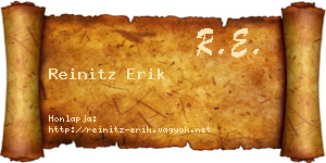 Reinitz Erik névjegykártya